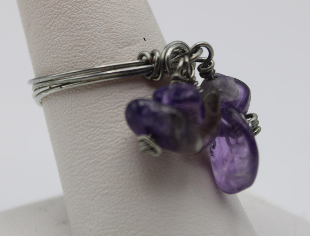 Gemstone Dangle Rings - White Bear Black Wolf