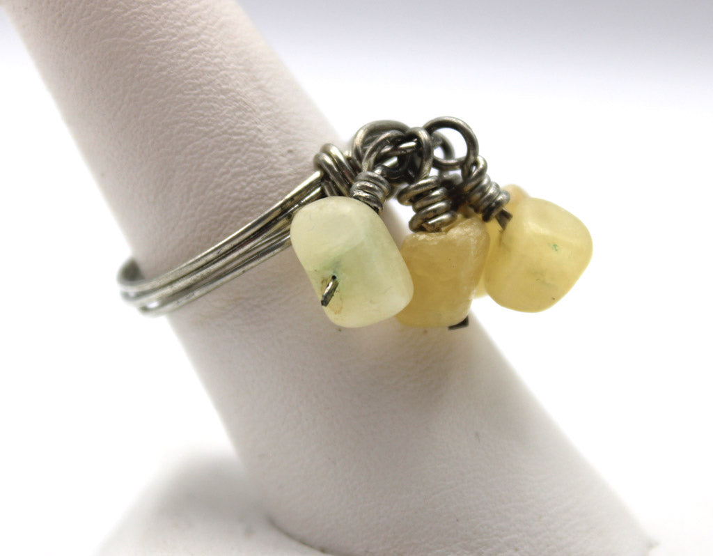 Gemstone Dangle Rings - White Bear Black Wolf