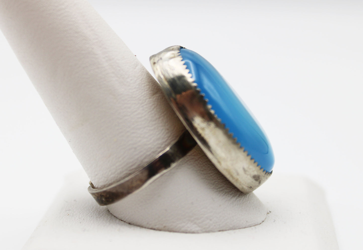 Ethereal Blue Onyx Ring - White Bear Black Wolf