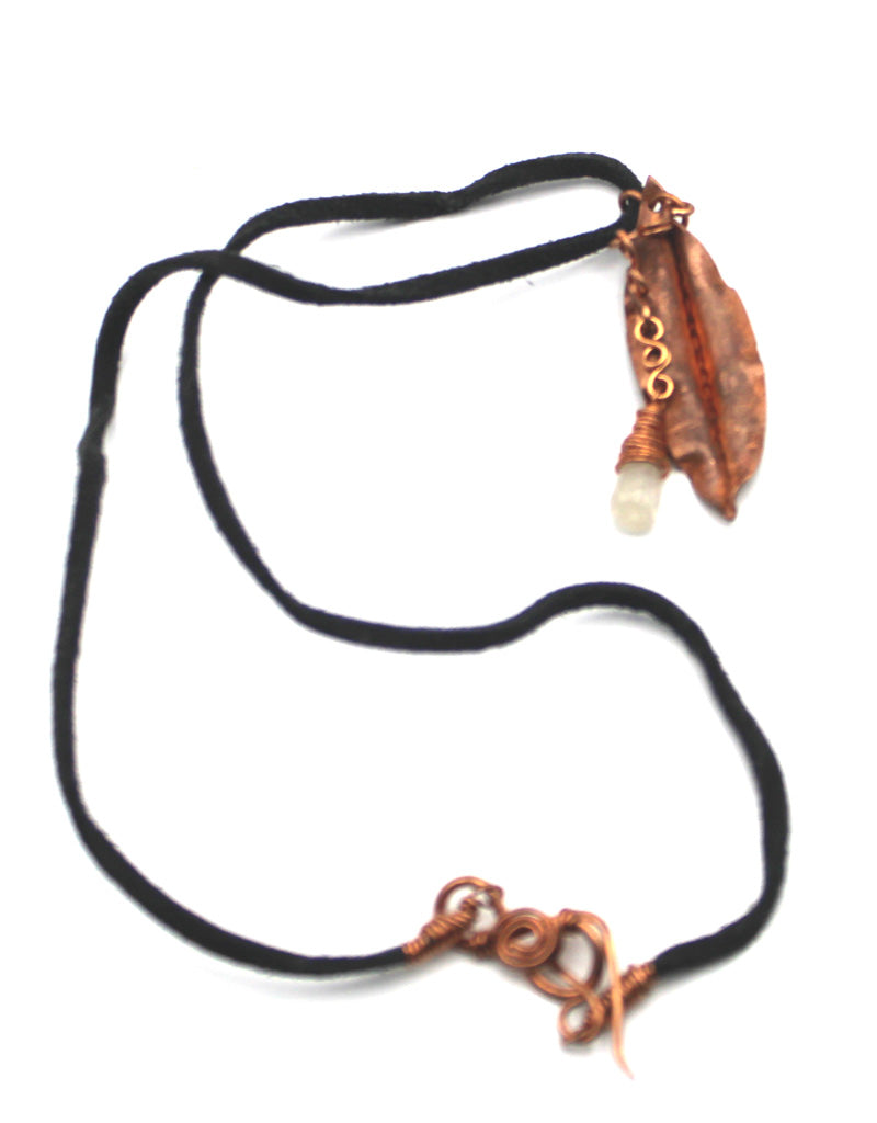 Wood Elf Leaf Necklace - White Bear Black Wolf
