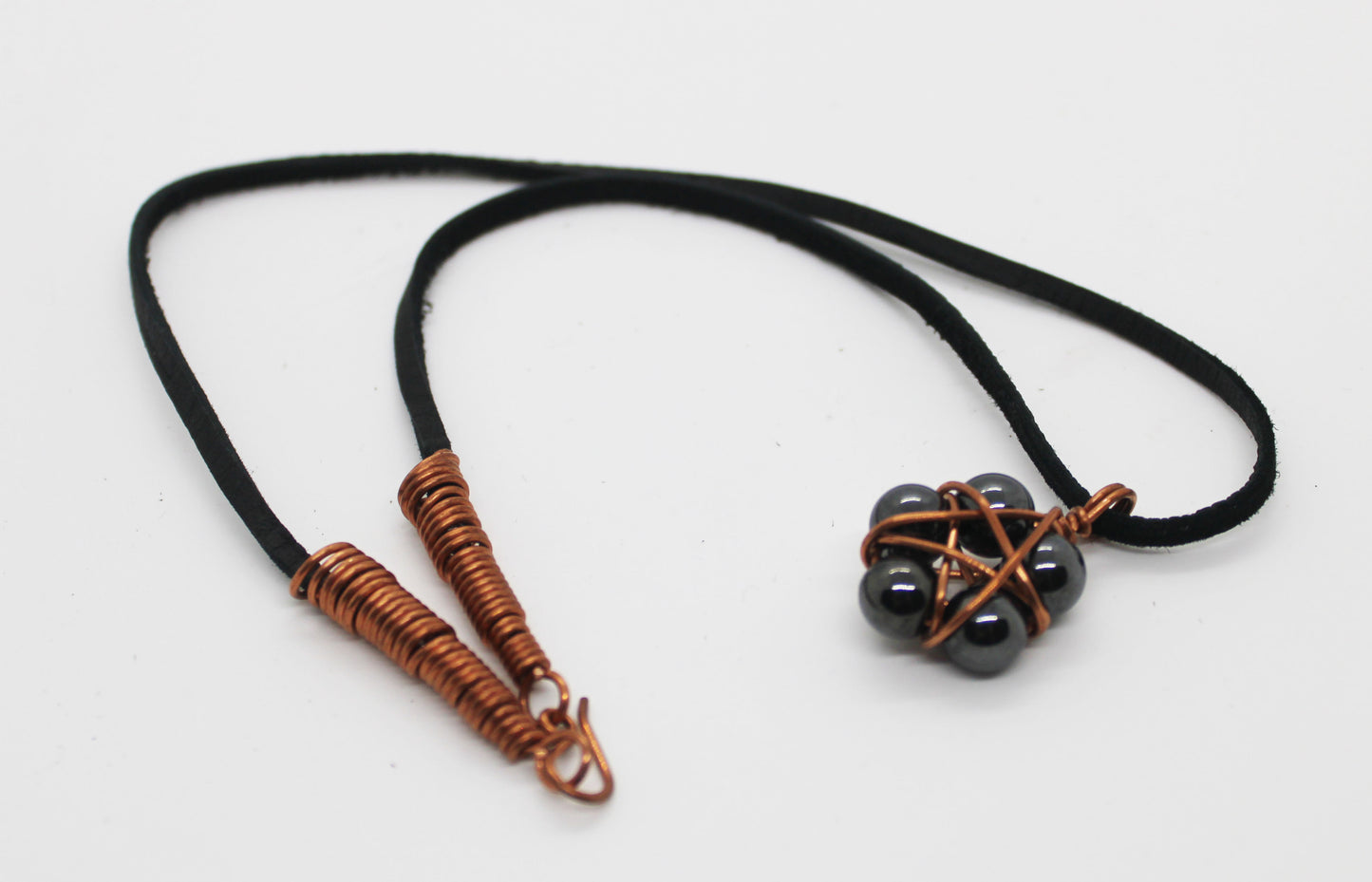 Beaded Pentacle Necklace - White Bear Black Wolf