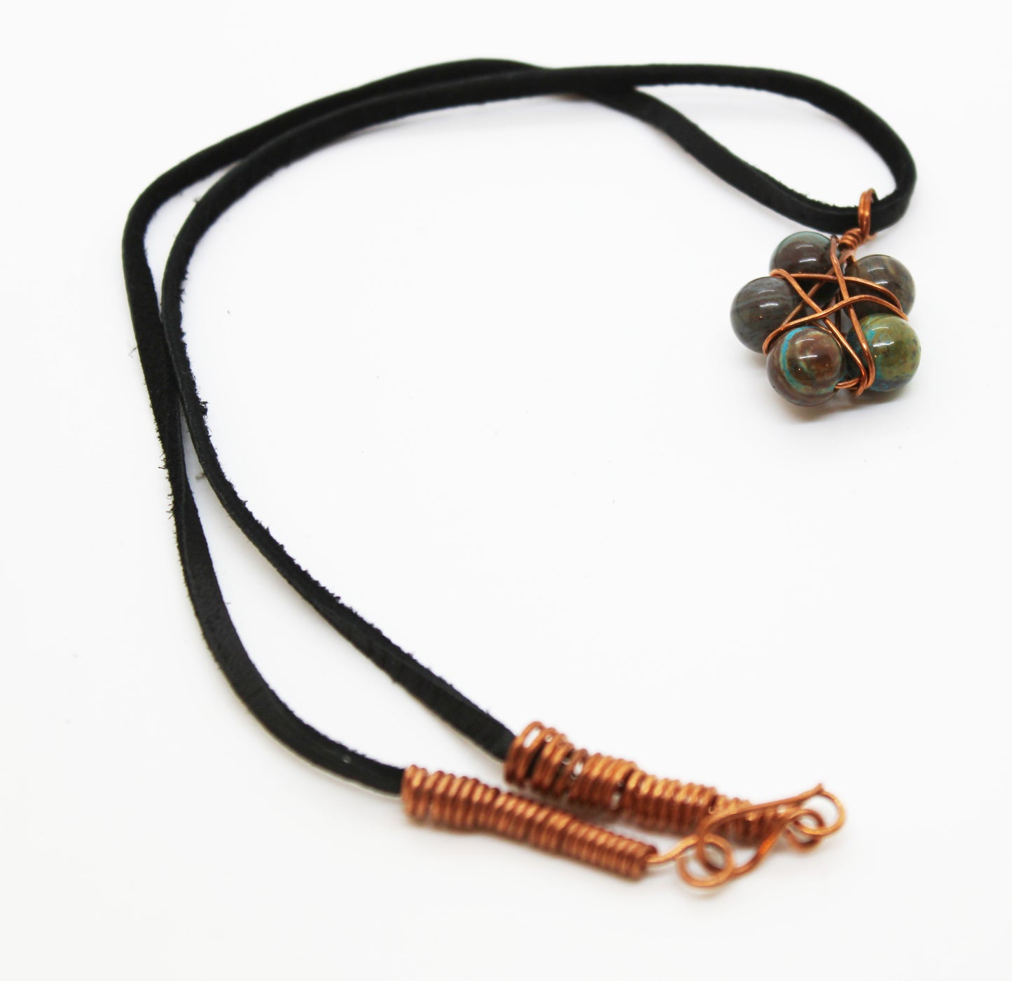 Beaded Pentacle Necklace - White Bear Black Wolf