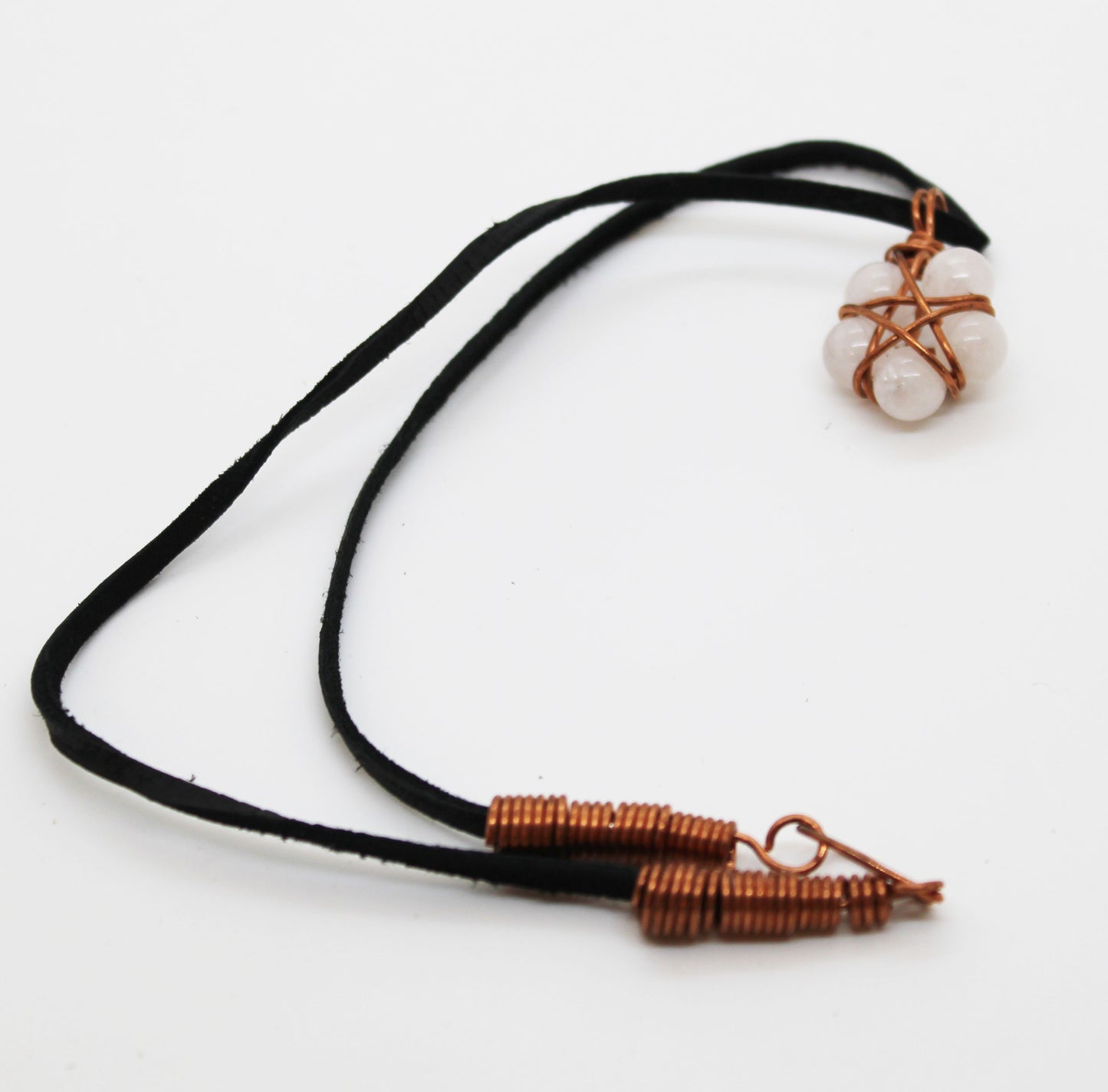 Beaded Pentacle Necklace - White Bear Black Wolf