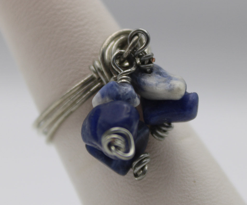 Gemstone Dangle Rings - White Bear Black Wolf