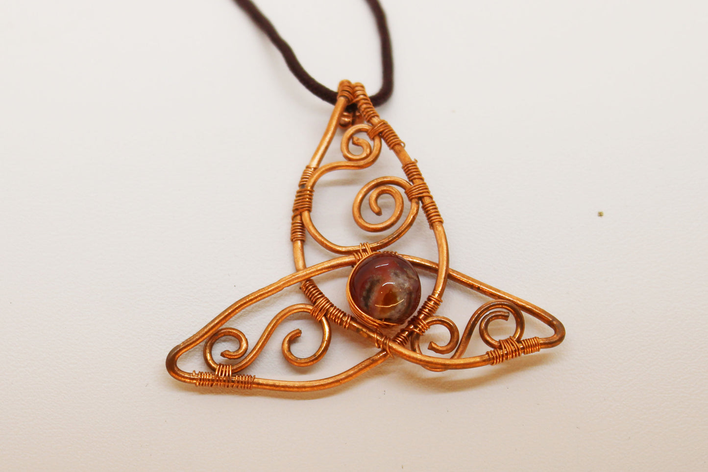Triquetra and Red Agate Necklace - White Bear Black Wolf