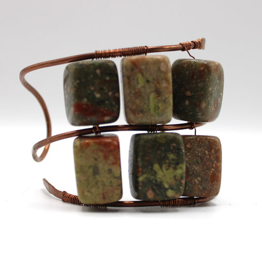 Chunky Jasper and Copper Cuff image 0