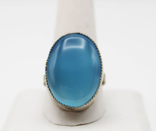Ethereal Blue Onyx Ring - White Bear Black Wolf