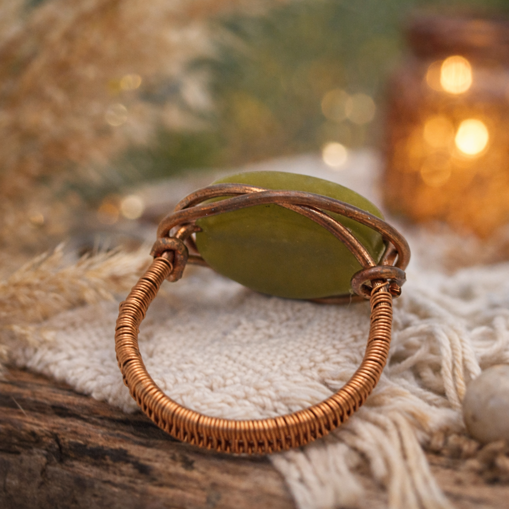 Verdant Harmony Copper Ring – Handcrafted Boho Jewelry