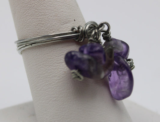 Gemstone Dangle Rings - White Bear Black Wolf